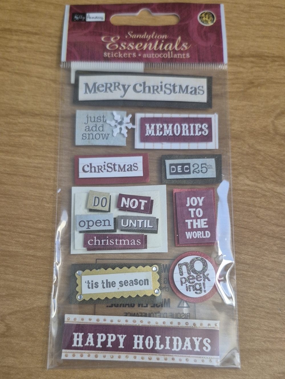 SandyLion Essentials Merry Christmas Sticker Pack - Red, White, Gold